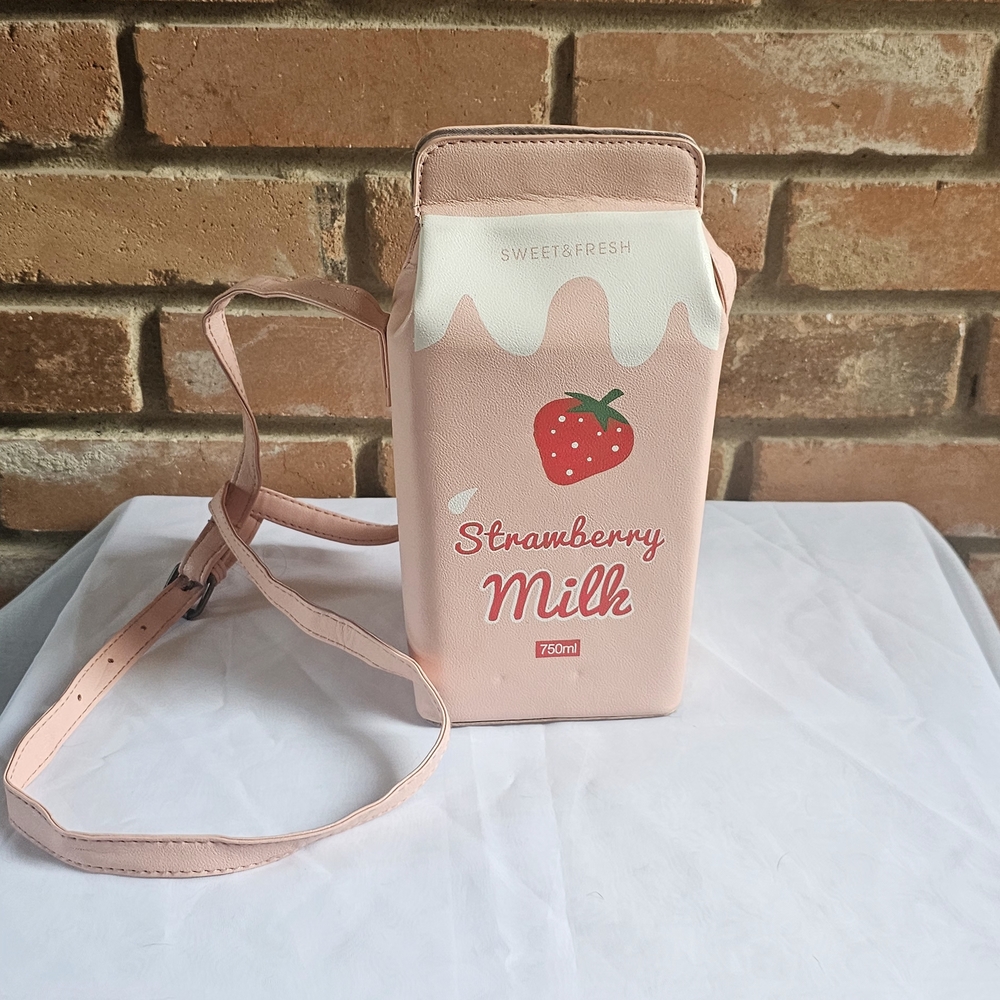 Pink Milk Carton Crossbody Bag